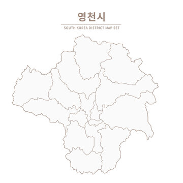 Yeongcheon-si Line Map. Illustration of Local Cities in Gyeongsang-do, South Korea