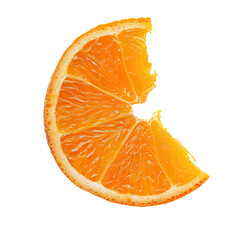 Close-up of a juicy orange slice, a bitten piece missing