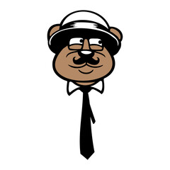 Bear Sir Gentleman Mr. Glasses Hat Cool Tie Suit Beard