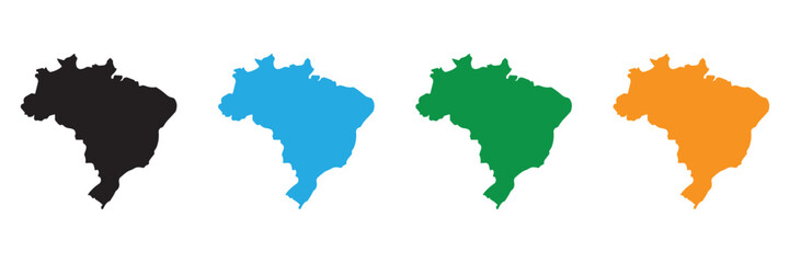 Fototapeta premium Brazil Map Vector Set – Country Silhouette and Regional Outline in Flat, Dotted, and Flag Styles