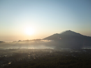 Fototapeta premium sunrise over the mountains sky yellow summer