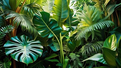 Lush green tropical foliage fills the frame.