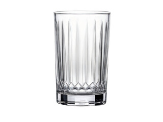 Elegant tall clear glass with vertical ribbed texture isolated on transparent background