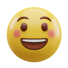 Happy smiling face emoji 3d rendered, isolated on transparent background