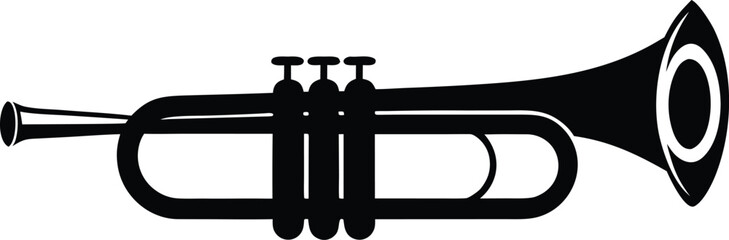 Trombone silhouette, brass instrument icon vector