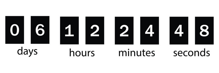 Flip Countdown Timer and Clock Icons – Digital Time Display and Stopwatch Vector Set 