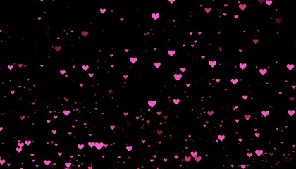 Abstract heart confetti on black background