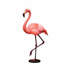 Fototapeta premium Pink Flamingo Standing on One Leg Against White Background