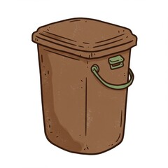 Brown Plastic Bucket with Handle Illustration