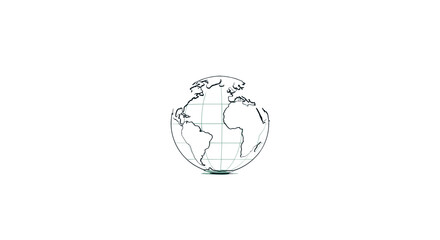 Illustration of a stylized globe with continents and latitude longitude lines in a vase shape design