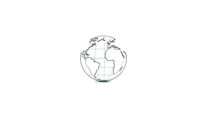 Illustration of a stylized globe with continents and latitude longitude lines in a vase shape design