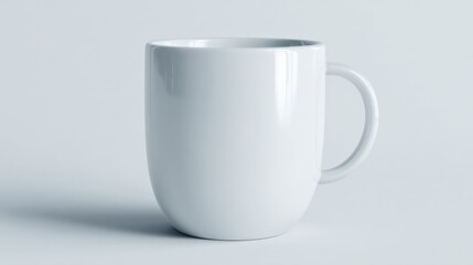 Obraz premium Simple White Ceramic Coffee Mug Isolated on Light Gray Background with Soft Shadows and Minimalist Design for Everyday Use