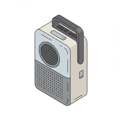 Fototapeta premium Isometric Illustration of a Vintage Beige and Grey Portable Radio