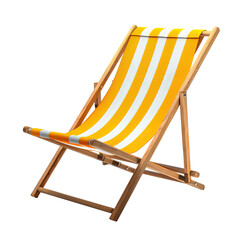 Folding beach chair with yellow and white stripes