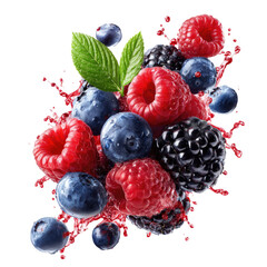 Vibrant mix of fresh berries in a splash of juice