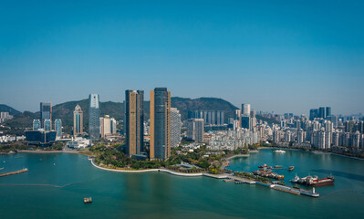 Naklejka premium Aerial view of landscape in shenzhen city, China