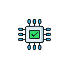 Fototapeta premium Medical ai chip validation technology vector icon