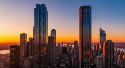 Stunning New York City Skyline at Sunset