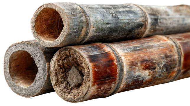 Bamboo Section Close-up: A detailed photograph of three sections of bamboo, showcasing the natural textures and patterns of the plant.