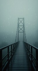 Misty suspension bridge, leading into fog