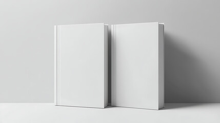 Minimalist 3D vector illustration of a blank white book with front and back covers shown, ideal for showcasing custom graphics, typography, or layout previews
