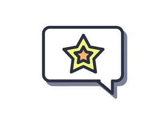 クールグレイ色の筆で描いた、吹き出しアイコン「星（スター）」,  A speech bubble icon 