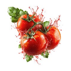 Fresh tomatoes in juice splash