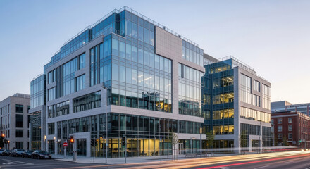 Fototapeta premium Modern Architecture Office Building at Dusk
