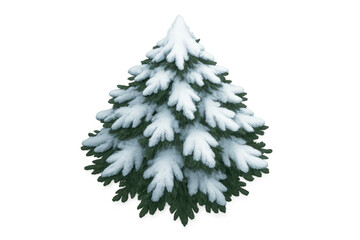Fototapeta premium Photorealistic 3d christmas tree dusted with pristine snow, standing against transparent backdrop