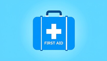 Obraz premium Blue first-aid kit icon