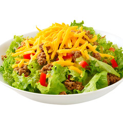 Delicious Taco Salad with Fresh Greens, Ground Beef, and Cheddar Cheese Topping