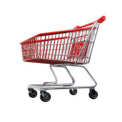 Red shopping cart, angled view (33)