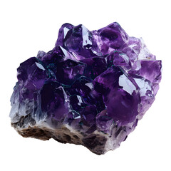 Amethyst cluster on black background reveals stunning crystal formations