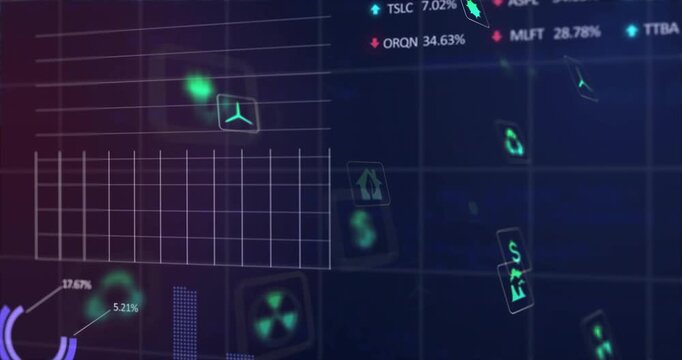 Overlay grid appearing causing neon-green icons axes charts tickers animating for live data refresh
