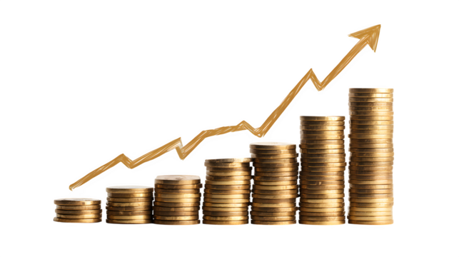 Financial growth concept graph isolated on white background 