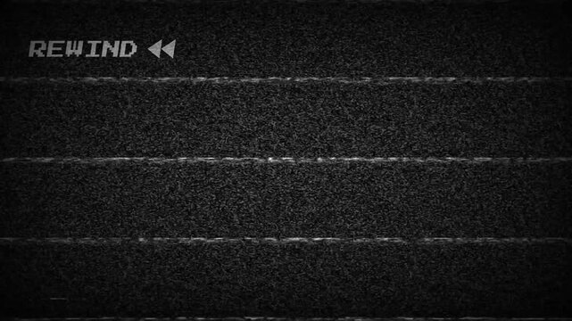 Rewind Old VHS Tape Display OVERLAY IN BLACK BACKGROUND 4K video. - Powered by Adobe