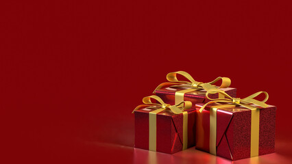 The Red Gift box  for celebration or Holiday concept 3d Rendering.