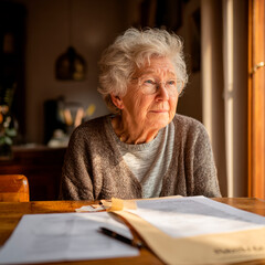Elderly person reviewing end-of-life documents