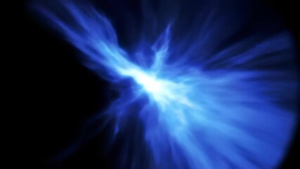 Abstract blue energy burst with light rays on dark backdrop, concept for futuristic visuals, cosmic events and technology themes.