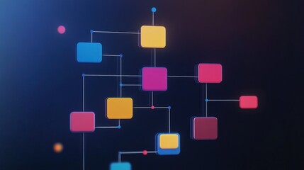 Abstract network of colorful shapes