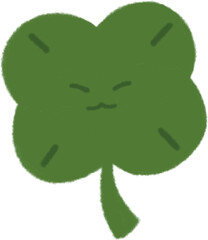 웃는 표정이 있는 네잎클로버