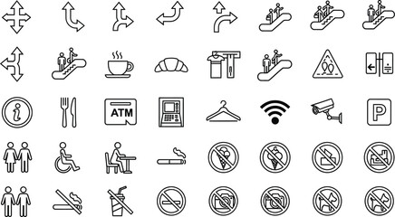 Fototapeta premium Vector art of set of public information and service icons isolated on white background