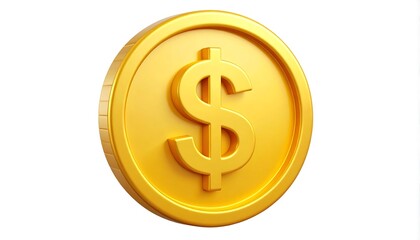 3D golden dollar coin