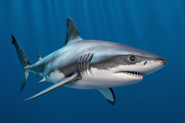 Close-Up of a Grey Reef Shark Underwater: Powerful Predator in Ocean Habitat