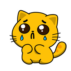 Vector illustration of a sad crying cat cartoon, cat icon, cat sticker, great as logo and design.