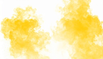 Cloud of yellow smoke on a white background. Isolated background cut out. Thick, sulfur-colored smoke screen effect. High quality. 