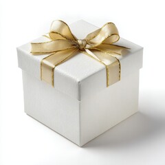 Obraz premium White gift box with gold ribbon