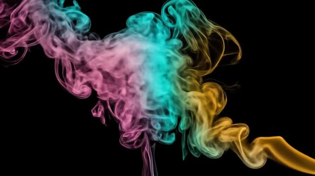 Colorful Smoke Effect Overlay Animation on Black Background Loopable