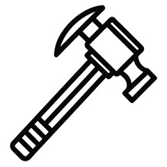 Black Line vector icon for hammer Isolated on white background