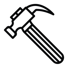 Black Line vector icon for hammer Isolated on white background